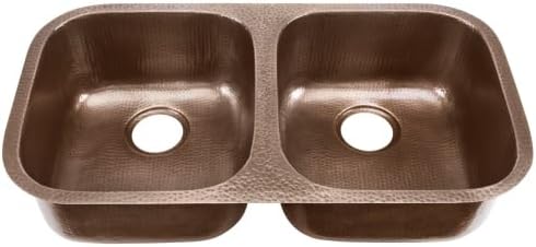 Signature Copper BDC-5050BK Amalfi Drop In / Undermount Hand Hammered Double Bow, Medium Antique