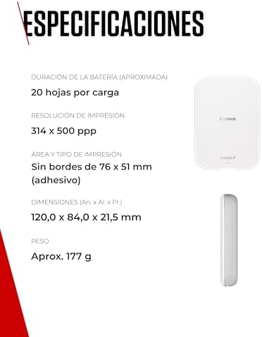 Zoemini 2 Kit de Impresión – Impresora Fotográfica Portátil y Compacta – Bluetooth 5.0 – Carga Rápida USB C Ideal para Viajes (Blanco)