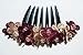 Side Comb Hair accessories French twist hair comb Decorate Daisy Flowers made ​​from fabric handcraft. (Red Two Tone)