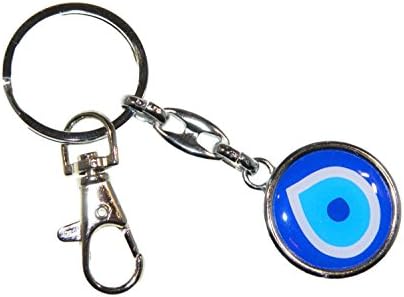 E1-0604 - Lucky Evil Eye / Nazar Boncuk Charm Keyring / Hanger - Metal / Gel