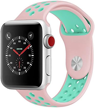 iisBands Sport Watch Band Compatible with Apple Watch Band 38mm 40mm 42mm 44mm Series 4 | 3 | 2 | 1 and Nike+ Sport, Soft Silicone Strap Replacement Wristbands