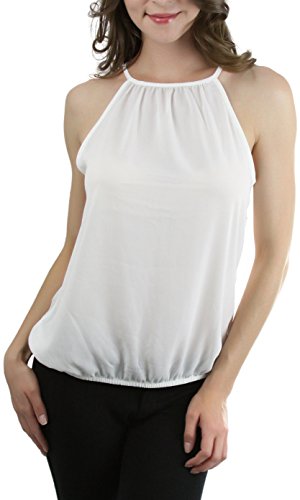 ToBeInStyle Women's High Neck Cami Tops - Built-In Bra, Rayon Spandex, Halter & T-Back Styles - View #7