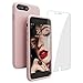 Compatible with iPhone 8 Plus Case/iPhone 7 Plus Case, JASBON Liquid Silicone Case with Free Screen Protector Gel Rubber Shockproof Cover Full Protective Case for iPhone 8 Plus/iPhone 7 Plus-Pink Sand