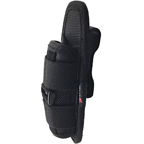 Flashlight Holster Pouch Belt Carry Case Holder Stretchy Nylon Pouch Handheld LED Flashlight Holster with 360 Degree Rotatable Clip (Black)