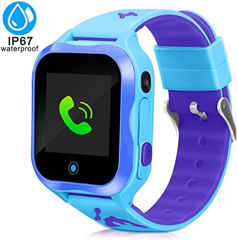 Kids Smart Watch Waterproof Phone Smartwatch for Children Anti-Lost GPS Tracker Phone Watch with 1.44 inch Touch Screen SOS Canera Timer Game Birthday Gift for Boys and Girls（Blue）