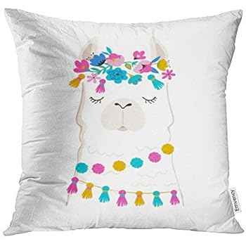 Emvency Decorative Throw Pillow Case Cushion Cover Colorful Cactus Llama Cute and Design for Nursery Birthday Pink Alpaca Baby Bohemian 20x20 Inch Cases Square Pillowcases Covers Two Sides Print