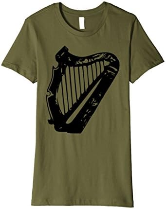 Women's Irish Celtic Harp T shirt Small Olive