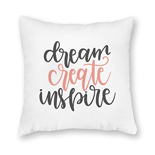 Dkisee Decorative Dream Create Inspire Square Throw Pillow Cover