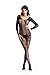 Amoretu Womens Black Long Sleeve Lingerie Diamond Crotchless Bodystocking, Black2, One Size