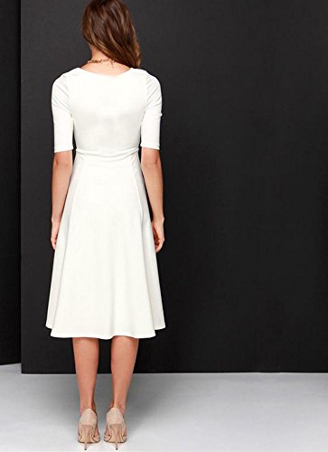 Shift Fit Flare Evening Party Knee Length Dress เดรส แฟชั่นชุดทำงาน Enlishop ผู้หญิง Sleeve