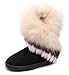 King Ma Women's Faux Fur Tassel Winter Snow Boot Suede Flat Ankle Boots