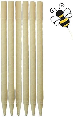100% Pure Beeswax Hollow Candles, Unscented Bees Wax Candles, Made in the USA by E2 Naturals (6 Candles)