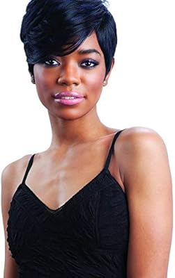 Soft And Natural Fashian Short Hair Lady Fluffy Black Gradient