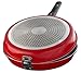 Kitch & Caboodle - Non-Stick Aluminum Double Frying Pan - 2 Detachable Pans for Flipping and Tossing Pancakes, Eggs, Omelettes, Frittatas, Stir Fry - Latches Shut, Works with Induction Stoves