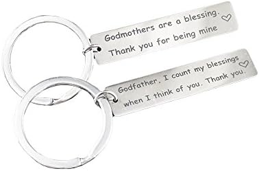 Meiligo Godparent Gifts Jewelry Baptism Gift Christening Keychain Godmother Keychain Godfather Keychain Godmothers are a blessing