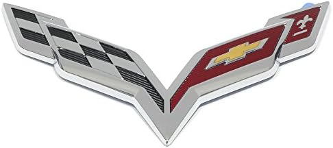 完売 大型家電 車 バイク ベビー マタニティoem新しいフロントバンパークロスフラグエンブレムバッジクローム14 17コルベット B0753k6m63 カーパーツ