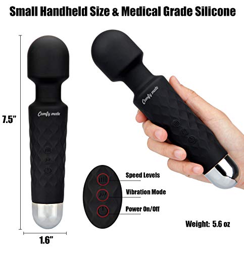Upgraded Powerful Viberate Massager with 20 Magic Vibration Modes, Whisper Quiet, Waterproof, Handheld, Cordless for Neck Shoulder Back Body Massage, Sports Recovery & Muscle Aches - Carbon Black