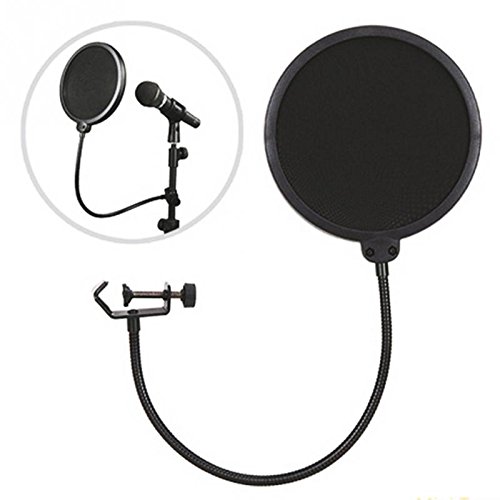 UTP 360 Degree Flexible gooseneck Holder Double Layer Studio Speaking Recording Microphone Mic Wind Screen Mask Shield Pop Filter