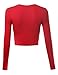 Doublju Basic Long Sleeve Crop Top for Women with Plus Size RED Medium