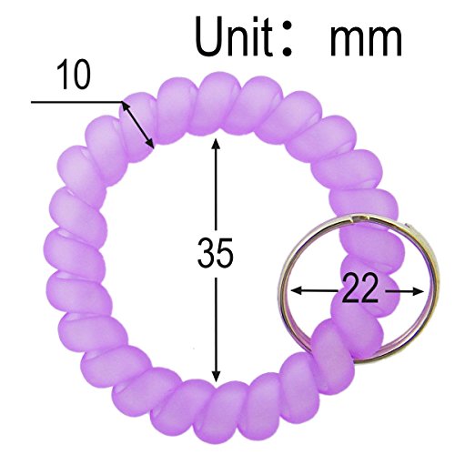 QY 10PCS Colorful Bright Colors Plastic Spiral Coil Wrist Band Key Ring Chain Frosted Series