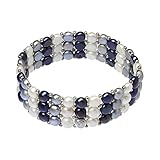 Women's Freshwater Cultured Pearl Bracelet Easy-on Stretch Triple Strand w/ Stainless Steel spacer beads