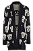 Thever Women Ladies Halloween Skull Skeleton Print Open Front Knitted Cardigan (X/L(14-16), Black)