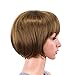 SWACC 10 Inch Short Straight Bob Wig with Bangs Synthetic Colorful Cosplay Daily Party Flapper Wig for Women with Wig Cap (Brown)