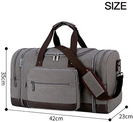 Wohlbege Canvas Travel Bag Big Crossbody Bag Large Capacity Travel Tote Weekend Bag Convenient Carry On Luggage Bags Men Duffel Bag (Grey) 6 Wohlbege Canvas Travel Bag Big Crossbody Bag Large Capacity Travel Tote Weekend Bag Convenient Carry On Luggage Bags Men Duffel Bag (Grey)