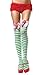 Leg Avenue Women's Striped Thigh-Highs with Strawberry, Green/White, One Size