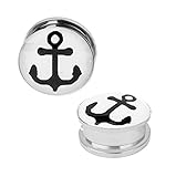 Plugs 2G Stainless Steel Screw Fit Double Flare Anchor Plugs 2 Gauge (6mm) - 2 Pieces