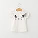 Summer Kids Girls Cat Pattern Shirt Top Butterfly Tutu Skirt (6 Years) White