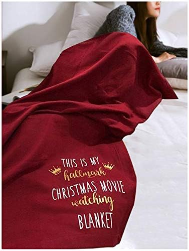 KOKOBUY This is My Hallmark Movie Channel Watching Blanket Funny Saying Letter Print Throw Blankets for Bed Couch Decorative Sofa Chair Cover Lazy Blanket