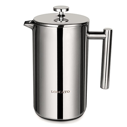 LOSCATO 34OZ Double Wall Stainless Steel French Press Coffee Maker (1L)