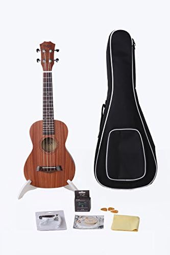 23 Inch Sapele Concert Ukulele With Stand,Multi-Function Tuner,Thickness Carry Bag,Capo（For Ukulele And Guitar）,Aquila Backup Stings,3 Picks,Wipe Cloth
