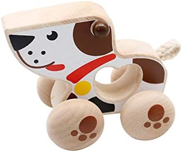 GEDIAO Wooden Cars Baby Toys, Cute Puppy Dog Toys, Push Toys Toddler or Preschooler Toys