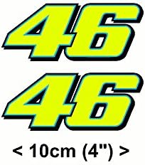 Valentino Rossi Sticker FLUORESCENT YELLOW 46 Vinyl Decal (2013) 4" (10cm) Number