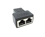 SinLoon RJ45 Splitter Adapter, RJ45 Female 1 to 2 Port Female Socket Adapter Interface Ethernet Cable 8P8C Extender Plug LAN Network Connector for Cat5, Cat5e, Cat6, Cat7 (1 Adapter)