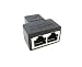 SinLoon RJ45 Splitter Adapter, RJ45 Female 1 to 2 Port Female Socket Adapter Interface Ethernet Cable 8P8C Extender Plug LAN Network Connector for Cat5, Cat5e, Cat6, Cat7 (1 Adapter) primary