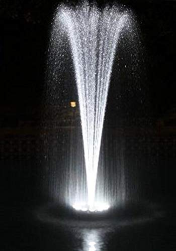 Ocean Mist Small Floating Fountain 48 White LED Lights 600GPH Submersible Pump Ponds, WaterGardens Swimming Pools