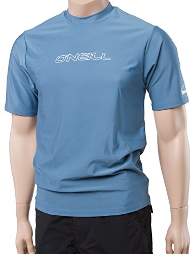 O'Neill Wetsuits UV Sun Protection Mens Basic Skins Short Sleeve Tee Sun Shirt Rash Guard, Dusty Blue, Medium