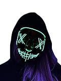 Falecha Halloween Purge Mask - Cosplay Led Costume Mask for Halloween Rave Costume Party (Green)