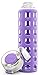 Ello Syndicate Glass Water Bottle with One-Touch Flip Lid, Purple , 20-ounce