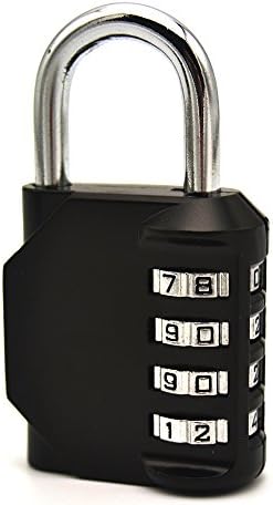 Kunbao Combination Lock 3-inch Gym Lock with 4 Digit Padlock Made of Zinc Alloy (black)