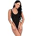 YiZYiF Women's See Through Unlined Thongs High Cut Bodysuit Swimsuit Mesh Leotard Top Black
