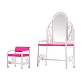 Blackzone Dressing Table Chair Furniture Accessories Set for Barbie Dolls Kids Toy House