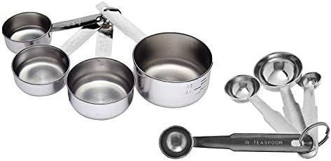 kcl Craft Stainless Steel Cookie Cake Baking Measuring Cups and Spoons Set -8 Pieces