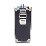 CiTree Cigar Lighter, 2 Jet Flame Butane Cigarette Torch Lighter with Cigar Punch (Black)
