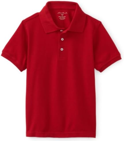 Eddie Bauer Big Boys' Uniform Short Sleeve Pique Polo Shirt, Red, L(14/16)