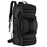 Tactical MOLLE Multifunctional Travel Bag with Padded Backpack Shoulder Straps Duffel Duffle Bag(Black)