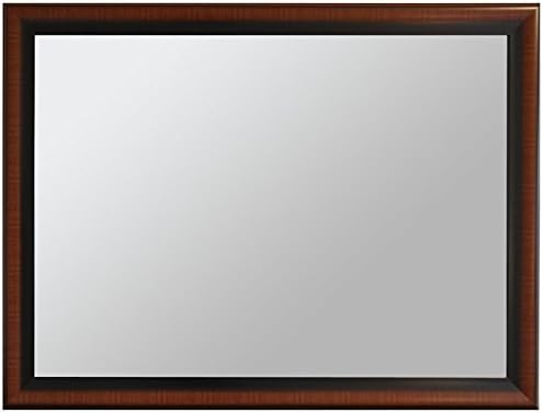 Raphael Rozen Modern - Hanging Framed Wall Mounted Mirror, Dark Cherry (30x30)